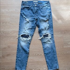 PACSUN Men’s Light Blue Distressed Stacked Skinny Jeans
